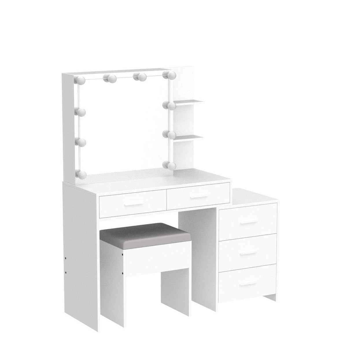 White Vanity Desk with Sliding Mirror U54688