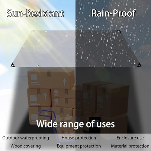 4m x 8m Grey Waterproof Poly Tarp with Grommets S966