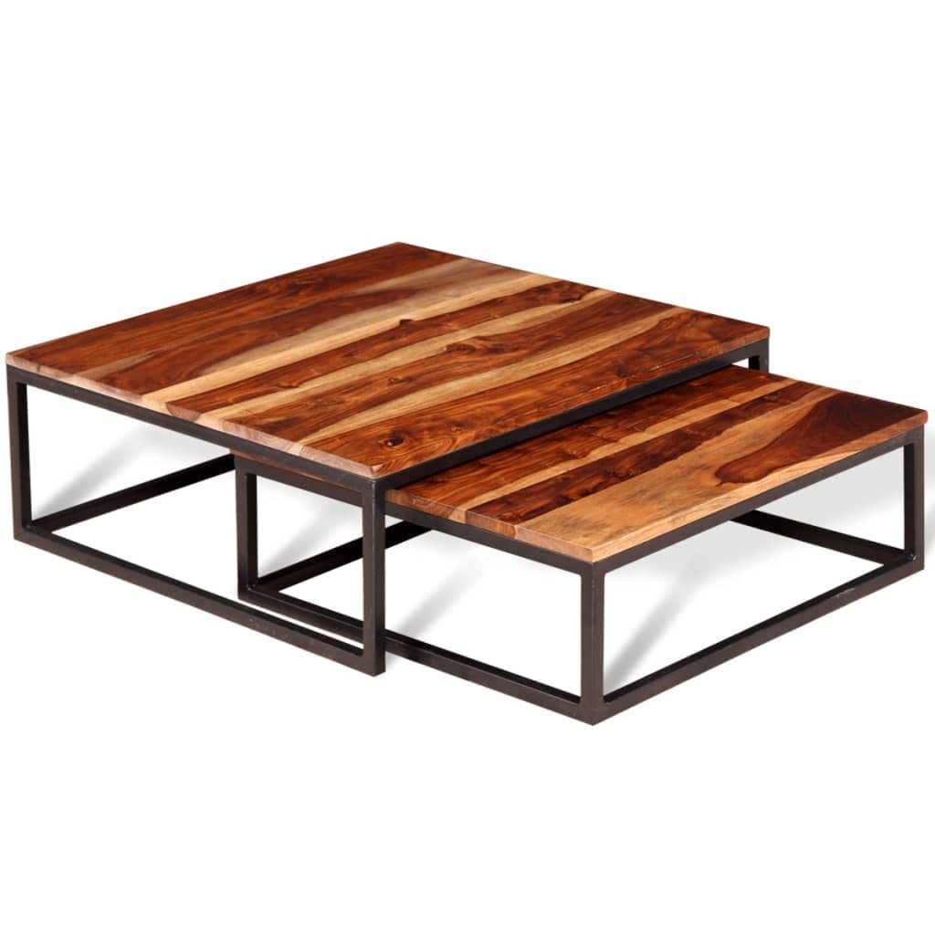 Solid Sheesham Wood Nesting Coffee Table Set H943