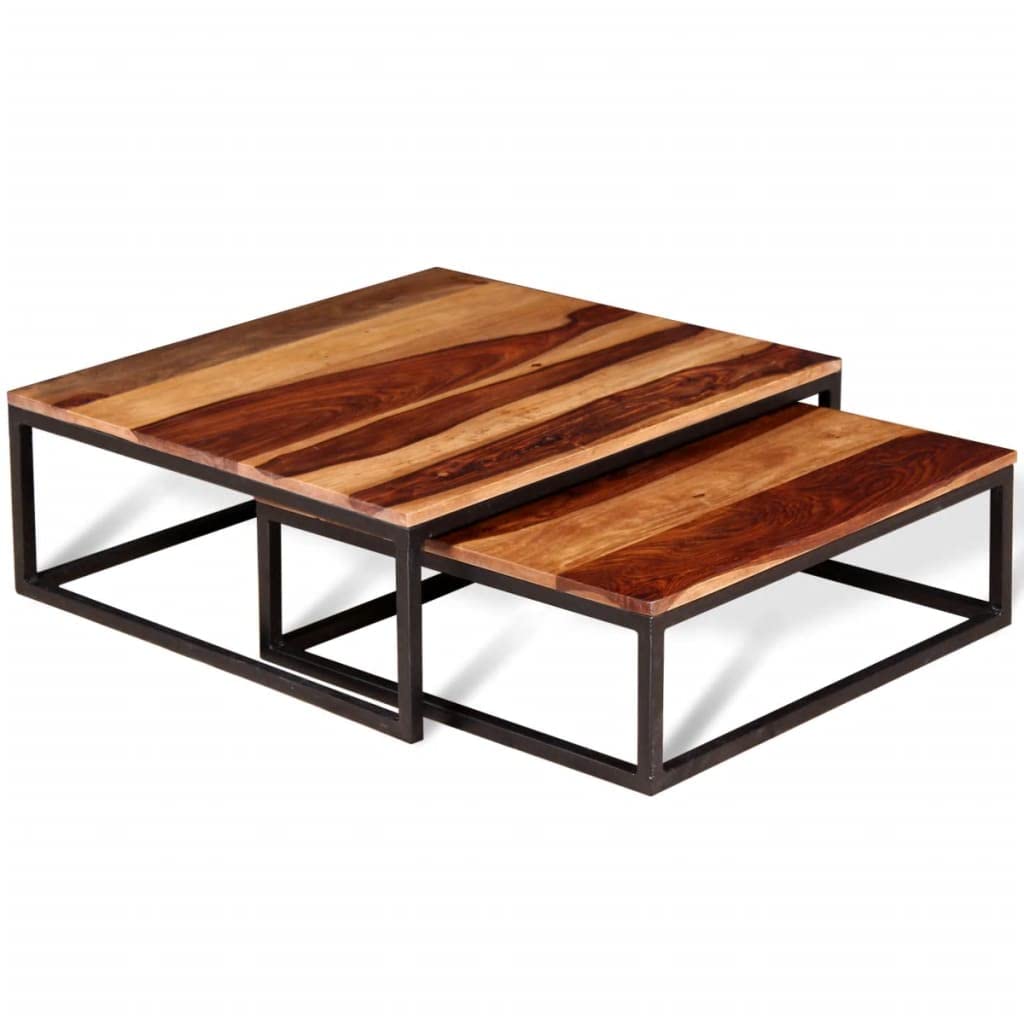 Solid Sheesham Wood Nesting Coffee Table Set H943