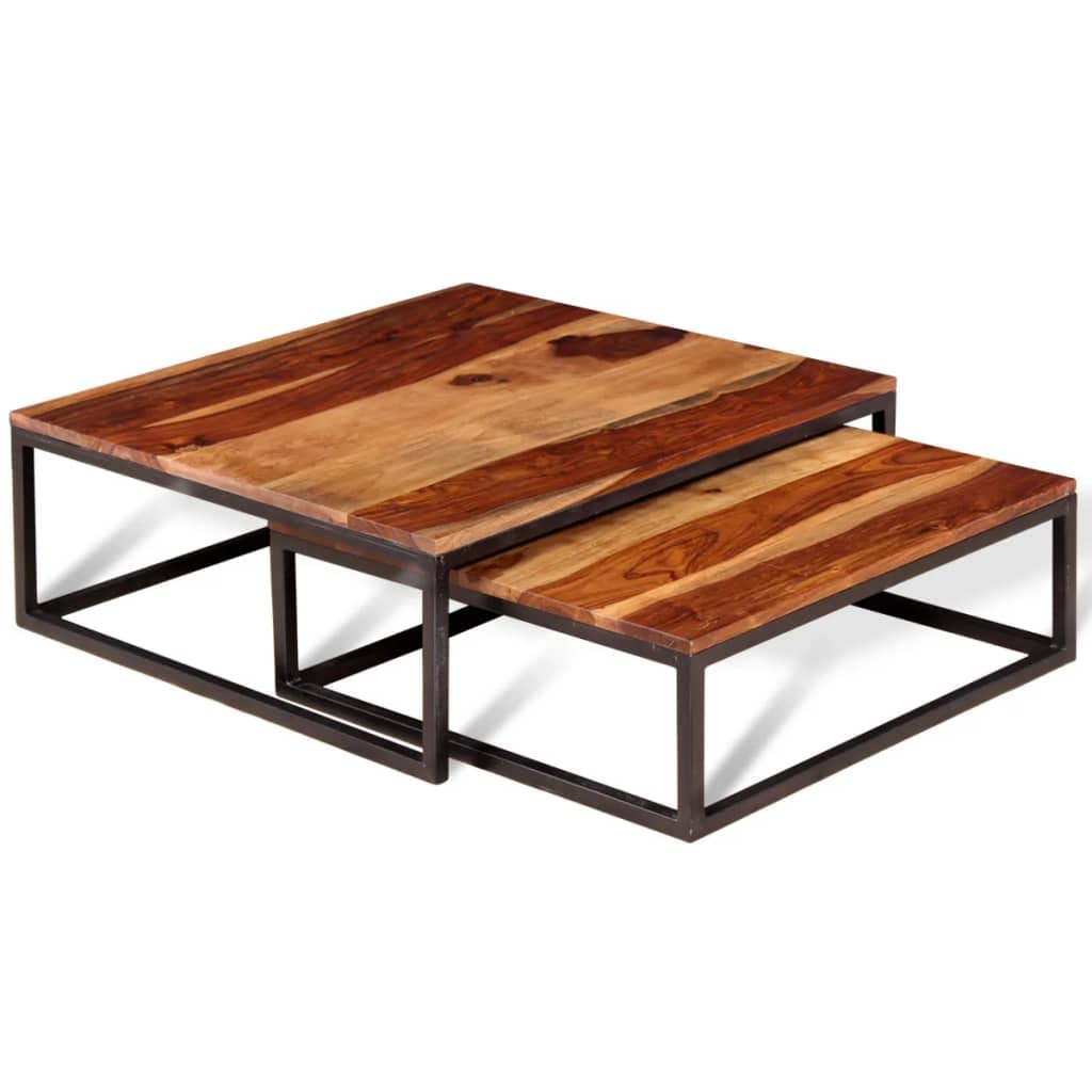 Solid Sheesham Wood Nesting Coffee Table Set H943