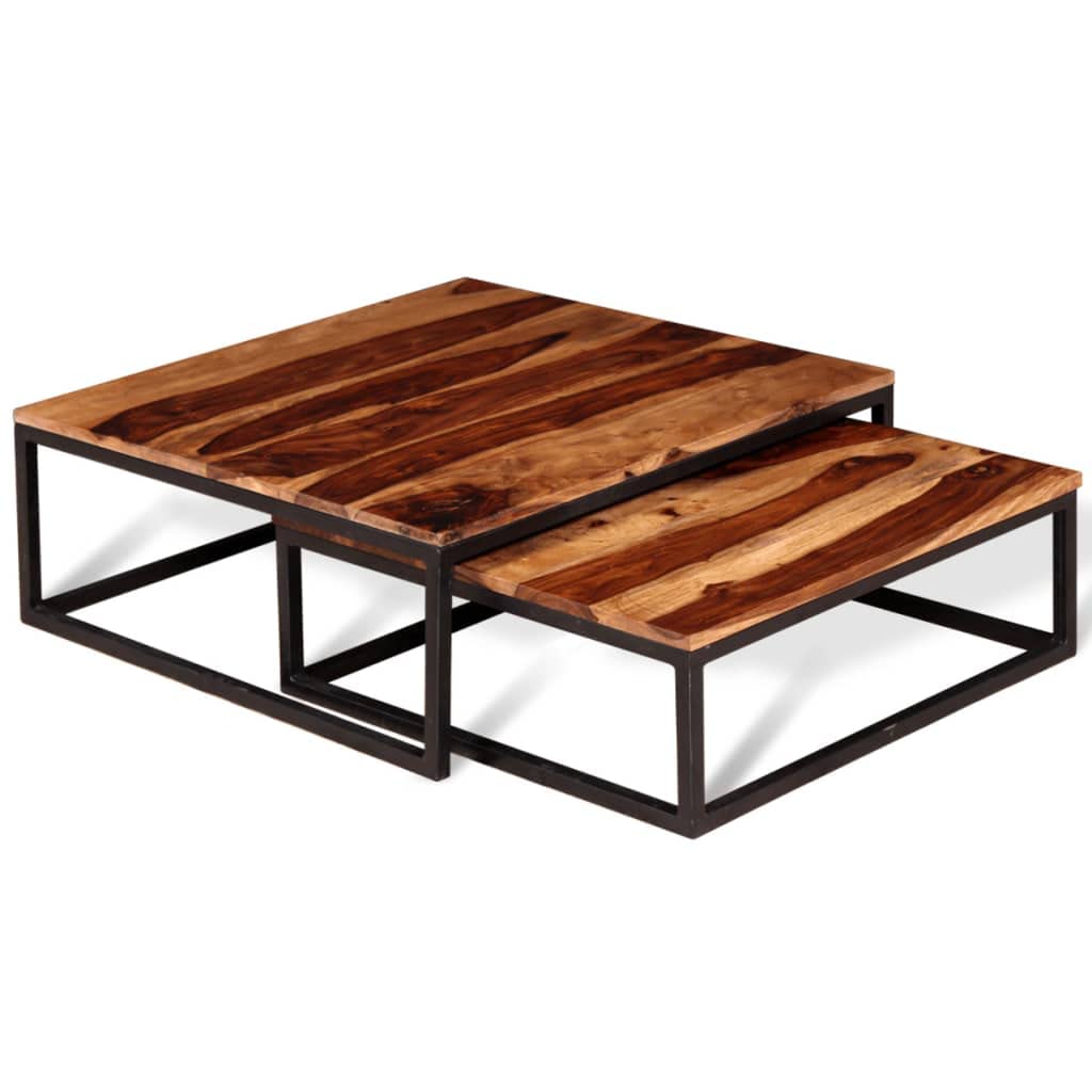 Solid Sheesham Wood Nesting Coffee Table Set H943