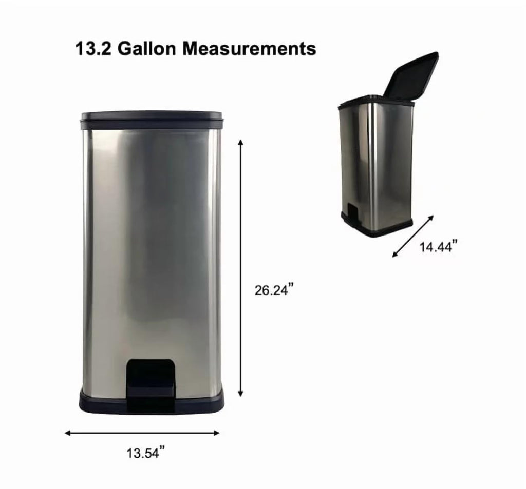 13 Gal Stainless Silver Step Trash Can T429