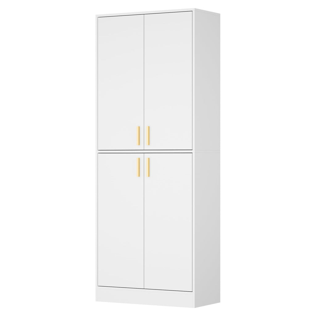 White Wood Storage Cabinet with Doors and Shelves T330