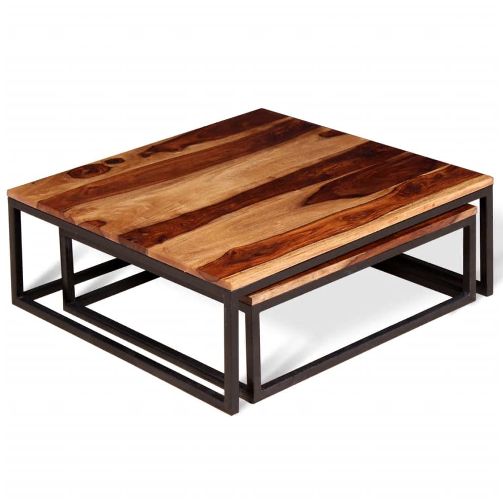 Solid Sheesham Wood Nesting Coffee Table Set H943