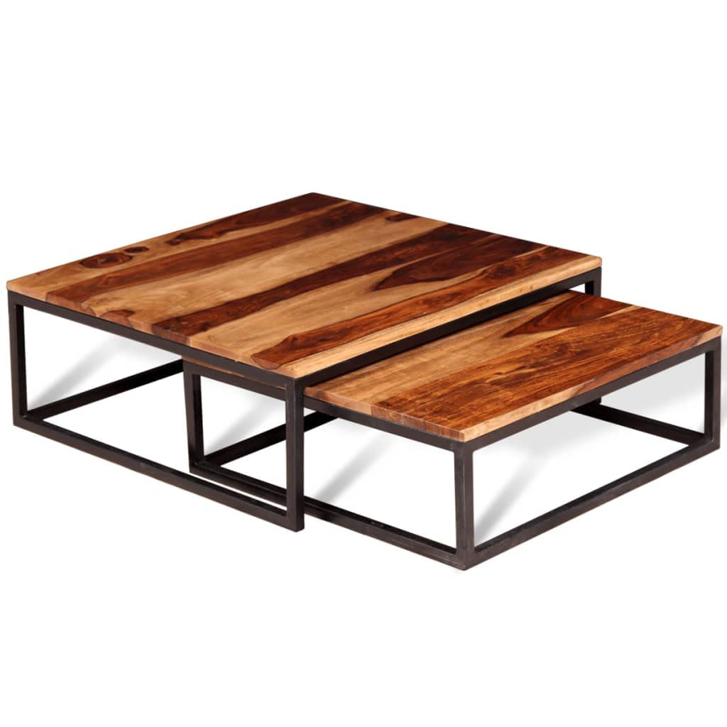 Solid Sheesham Wood Nesting Coffee Table Set H943