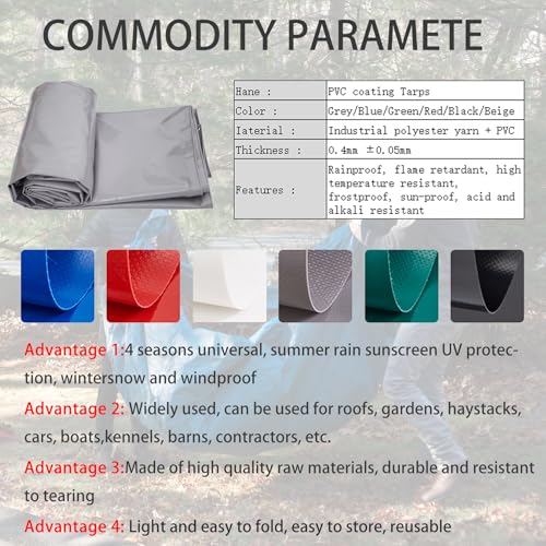 4m x 8m Grey Waterproof Poly Tarp with Grommets S966