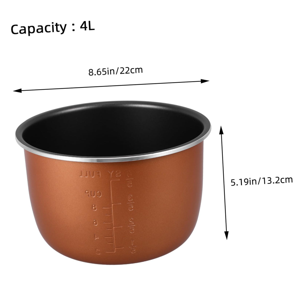 Non Stick Electric Cooker Inner Pot Aluminum Alloy Brown X87805