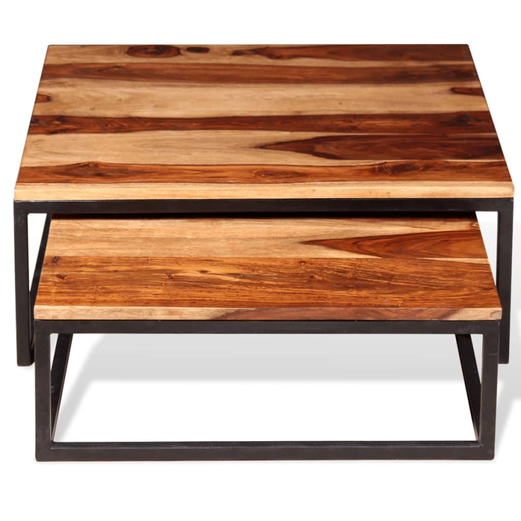 Solid Sheesham Wood Nesting Coffee Table Set H943