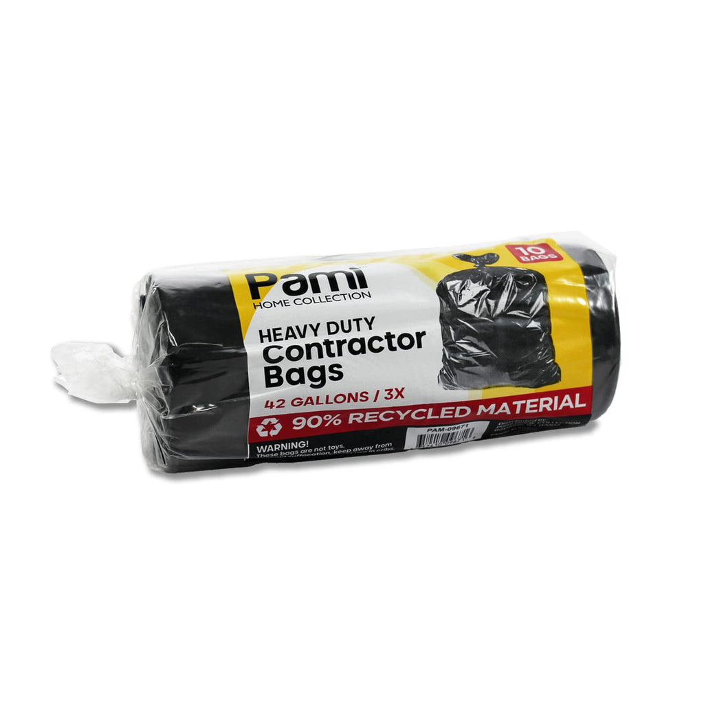 Heavy Duty 42-Gallon Contractor Trash Bags, Tear Resistant, Black, 10 Ct S10914