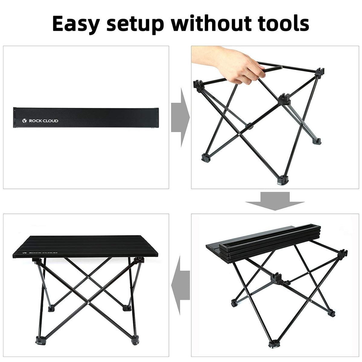 Portable Aluminum Folding Camping Table Black O720589