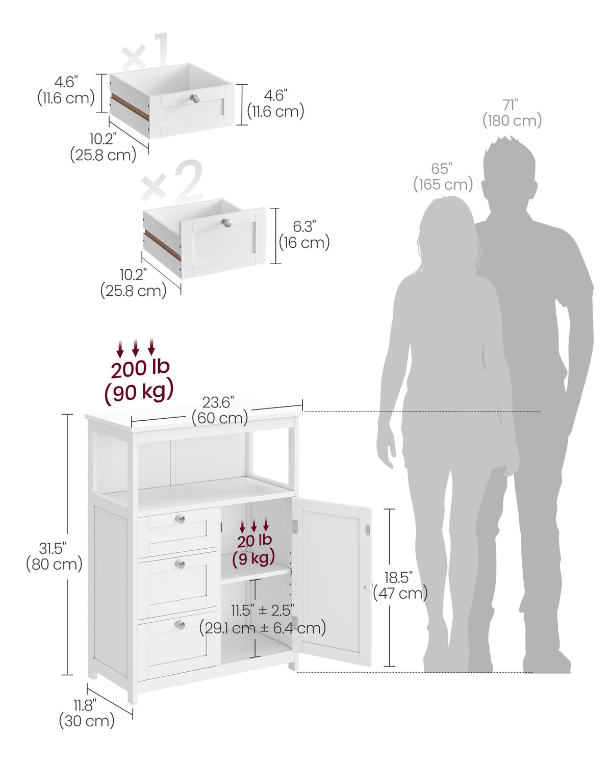 Bathroom Storage Cabinet with 3 Drawers K30523