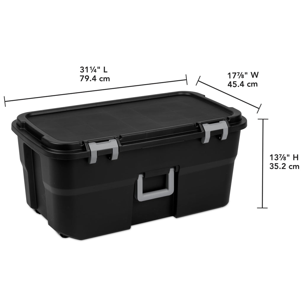 Black 22Gal Wheeled Lockable Storage Footlocker X876