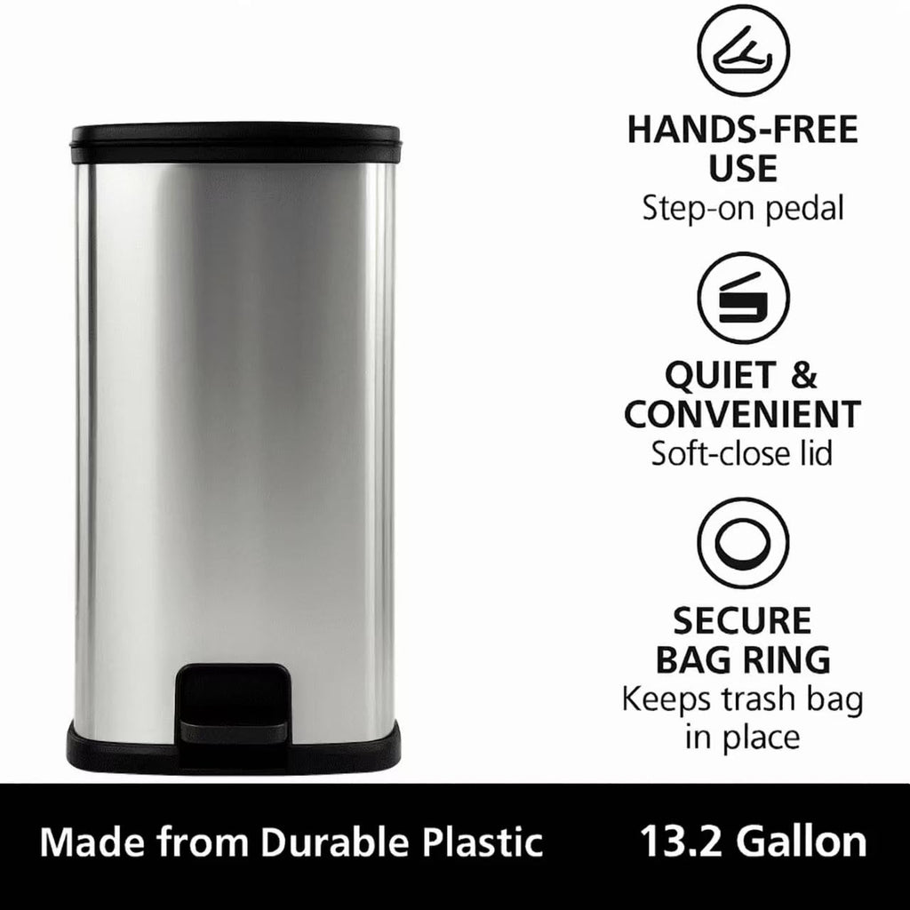 13 Gal Stainless Silver Step Trash Can T429
