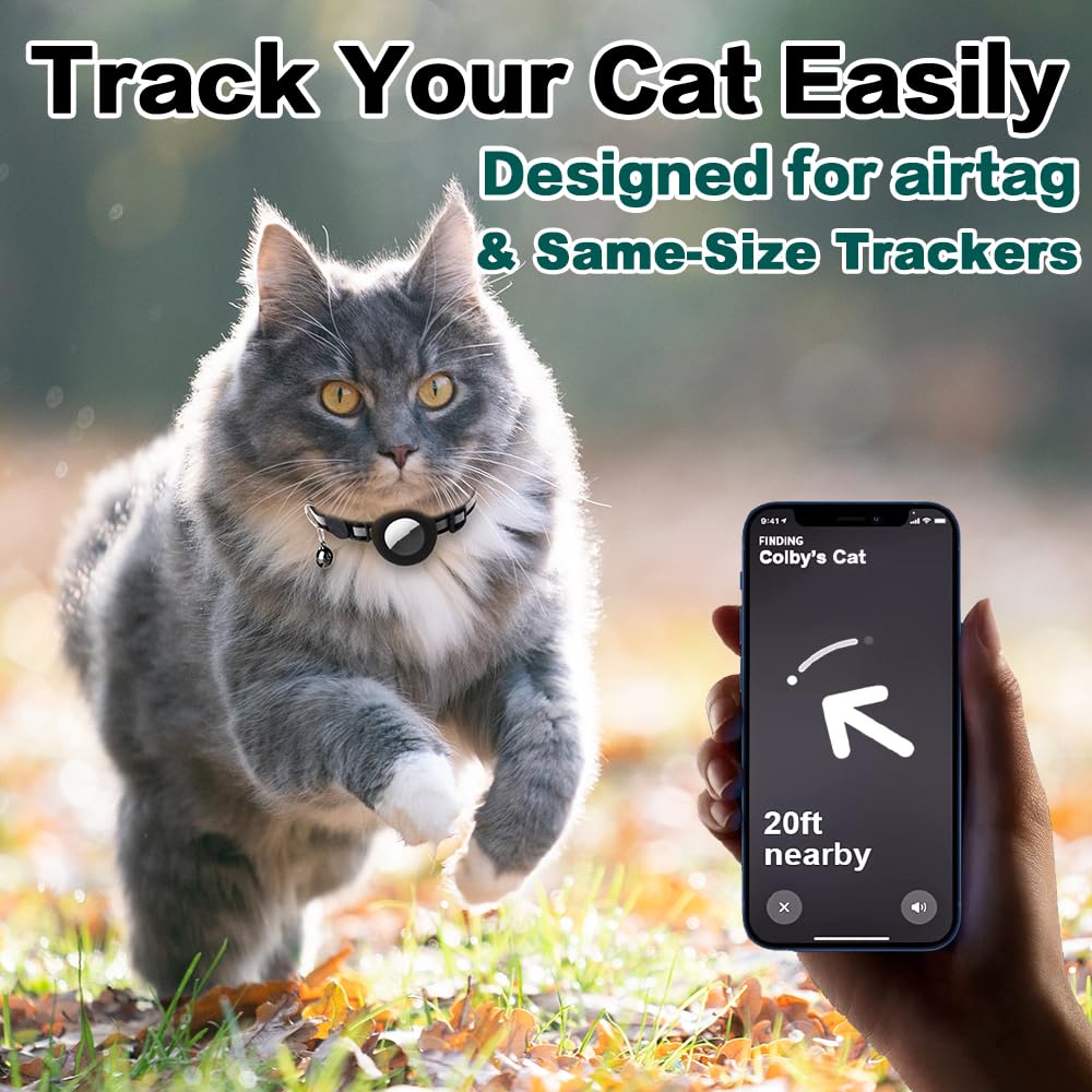 Breakaway Reflective Cat Collar with Air Tag Holder K8802