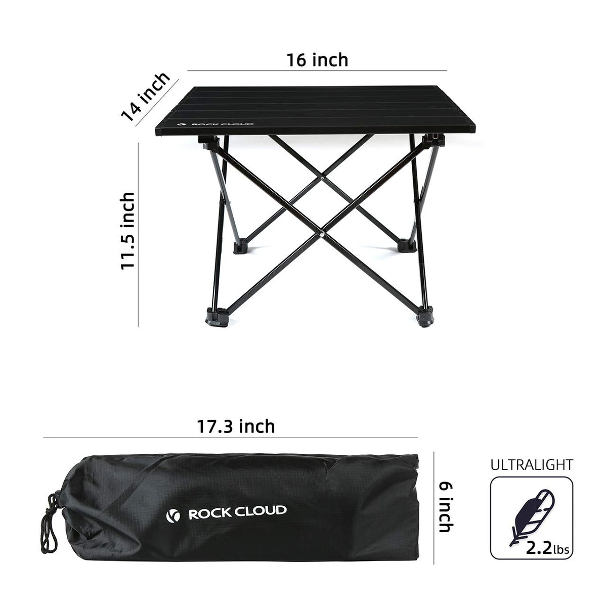 Portable Aluminum Folding Camping Table Black O720589