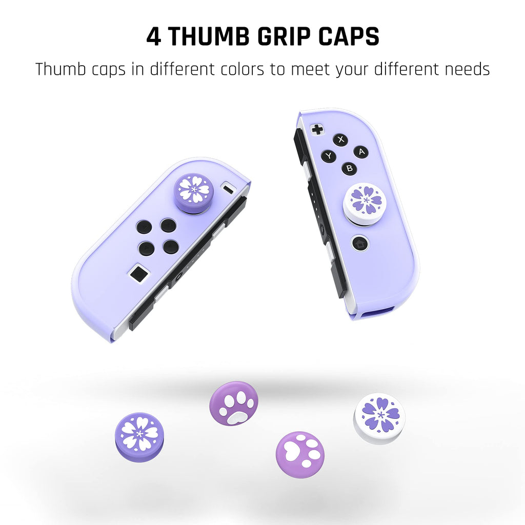 Purple Case for Nintendo Switch OLED Model with Screen Protector and 4 Thumb Grip Caps P509