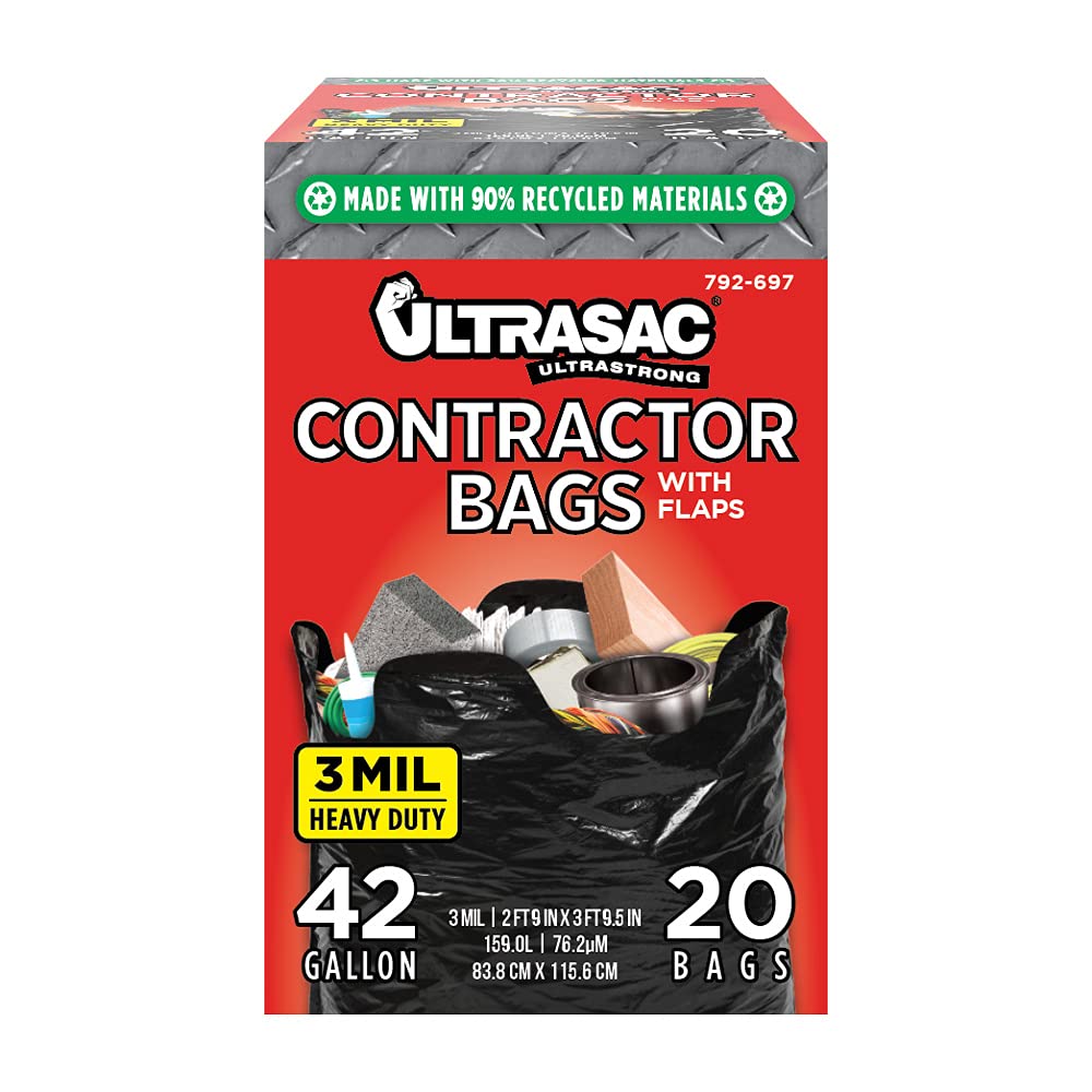 42 Gallon 120 Pack Black Heavy Duty Contractor Bags H785683
