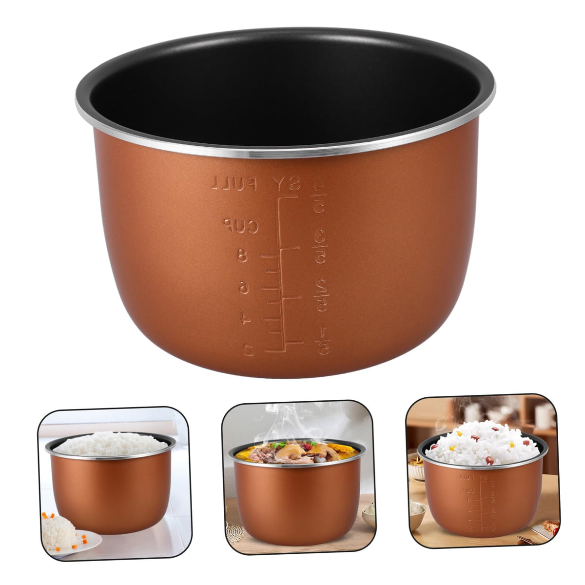 Non Stick Electric Cooker Inner Pot Aluminum Alloy Brown X87805