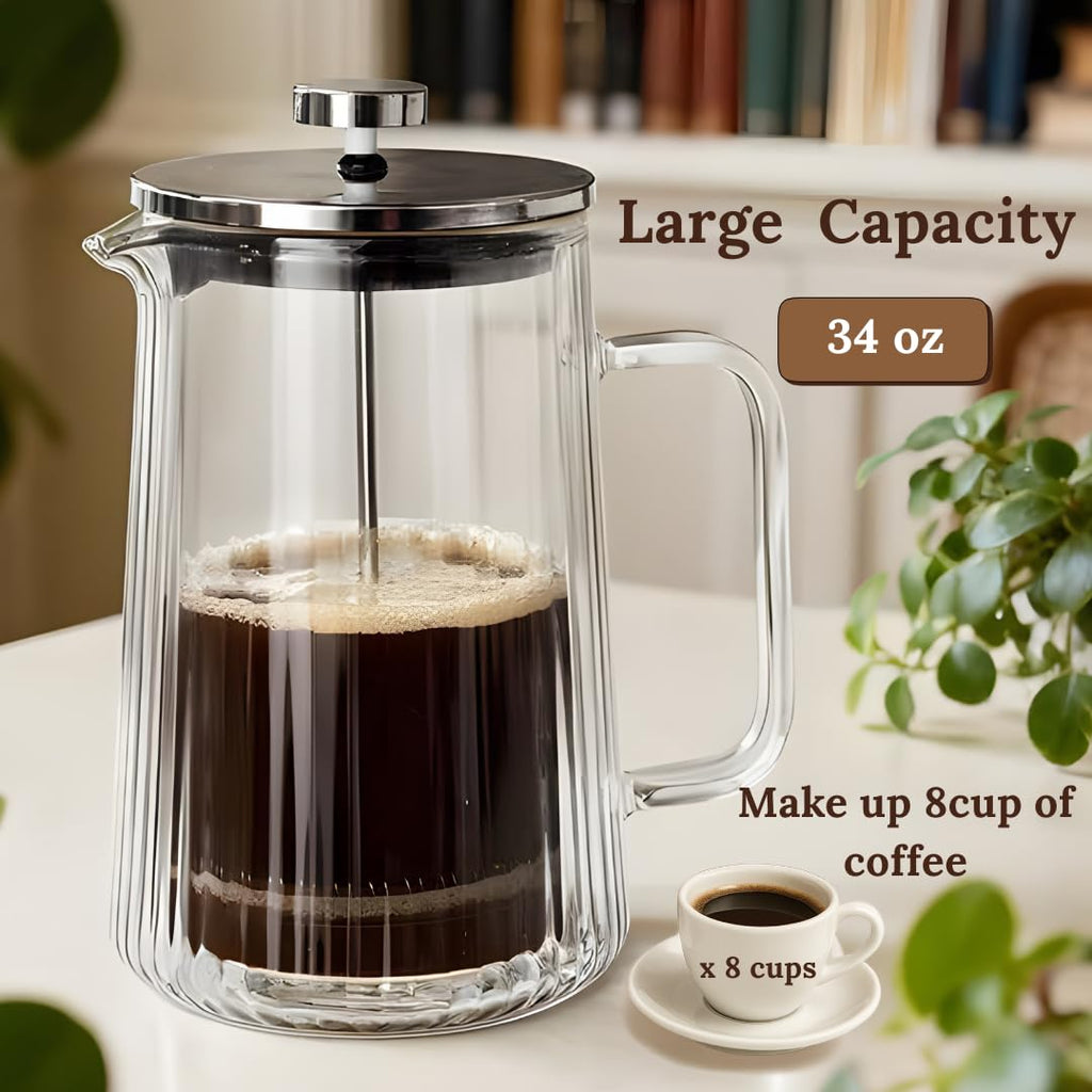 Glass French Press Coffee Maker 34oz L5956