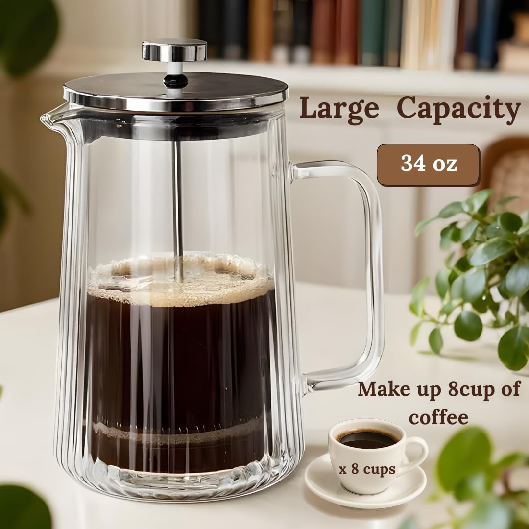 Glass French Press Coffee Maker 34oz L5956
