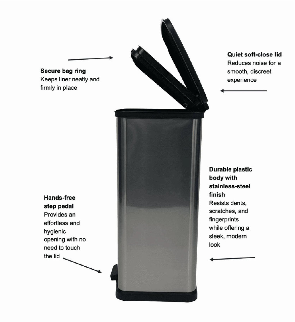 13 Gal Stainless Silver Step Trash Can T429