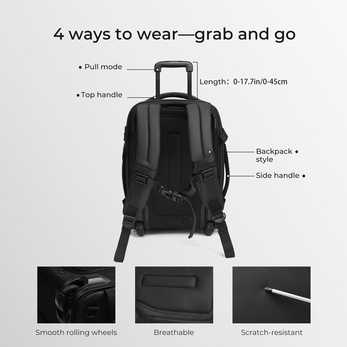 Rolling Backpack Travel with Lock USB C Port M856