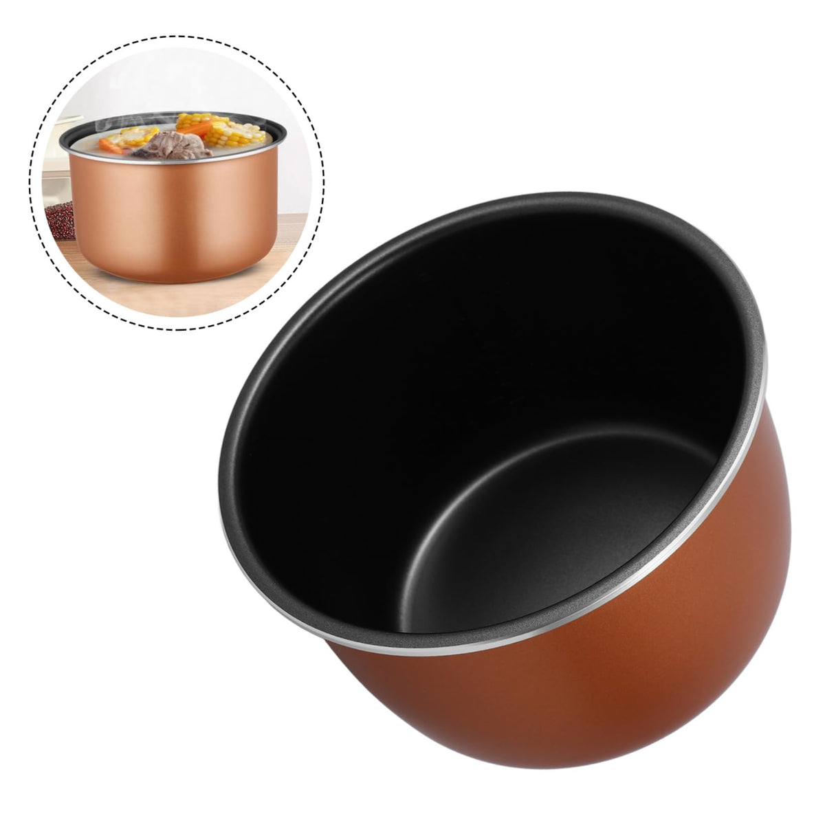 Non Stick Electric Cooker Inner Pot Aluminum Alloy Brown X87805