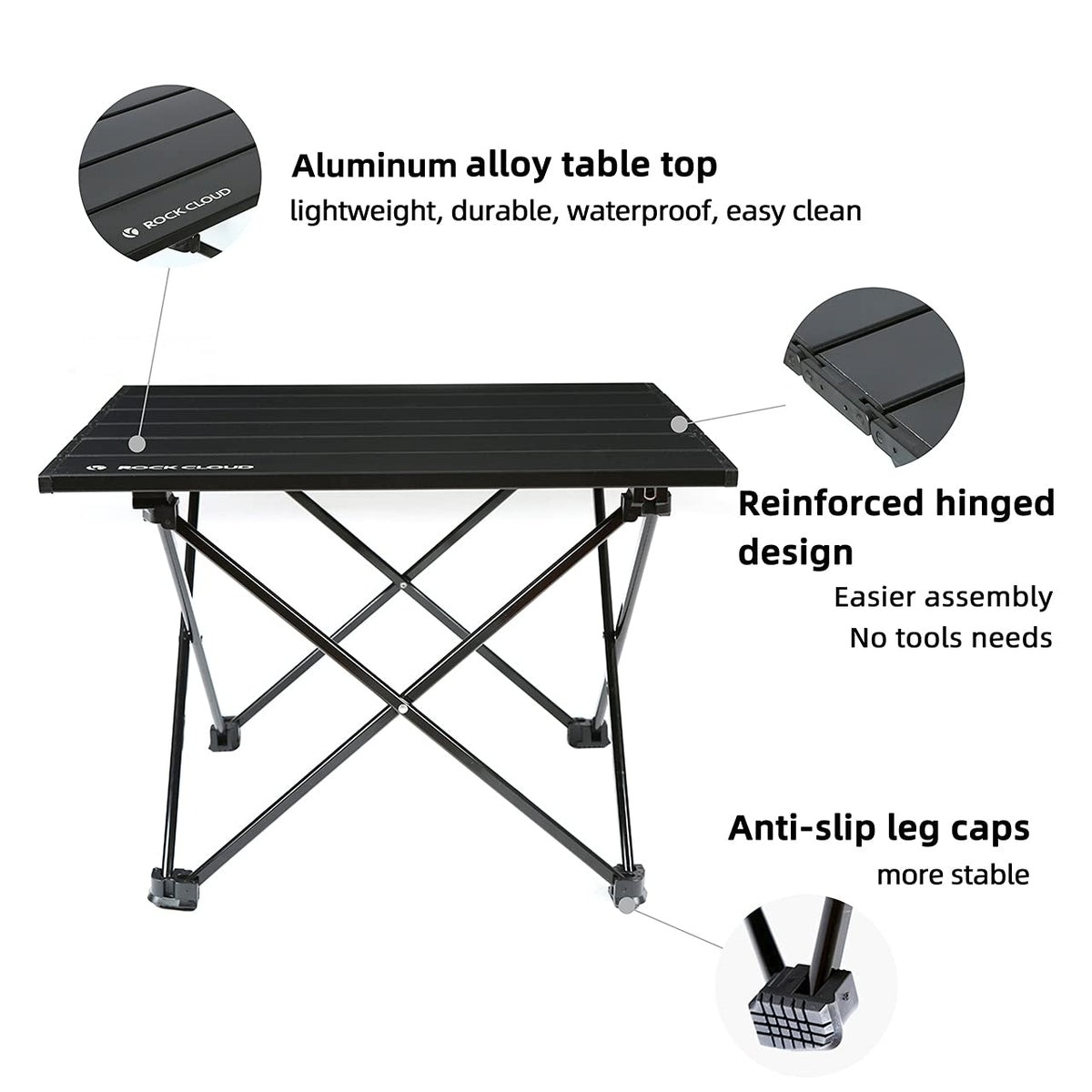 Portable Aluminum Folding Camping Table Black O720589