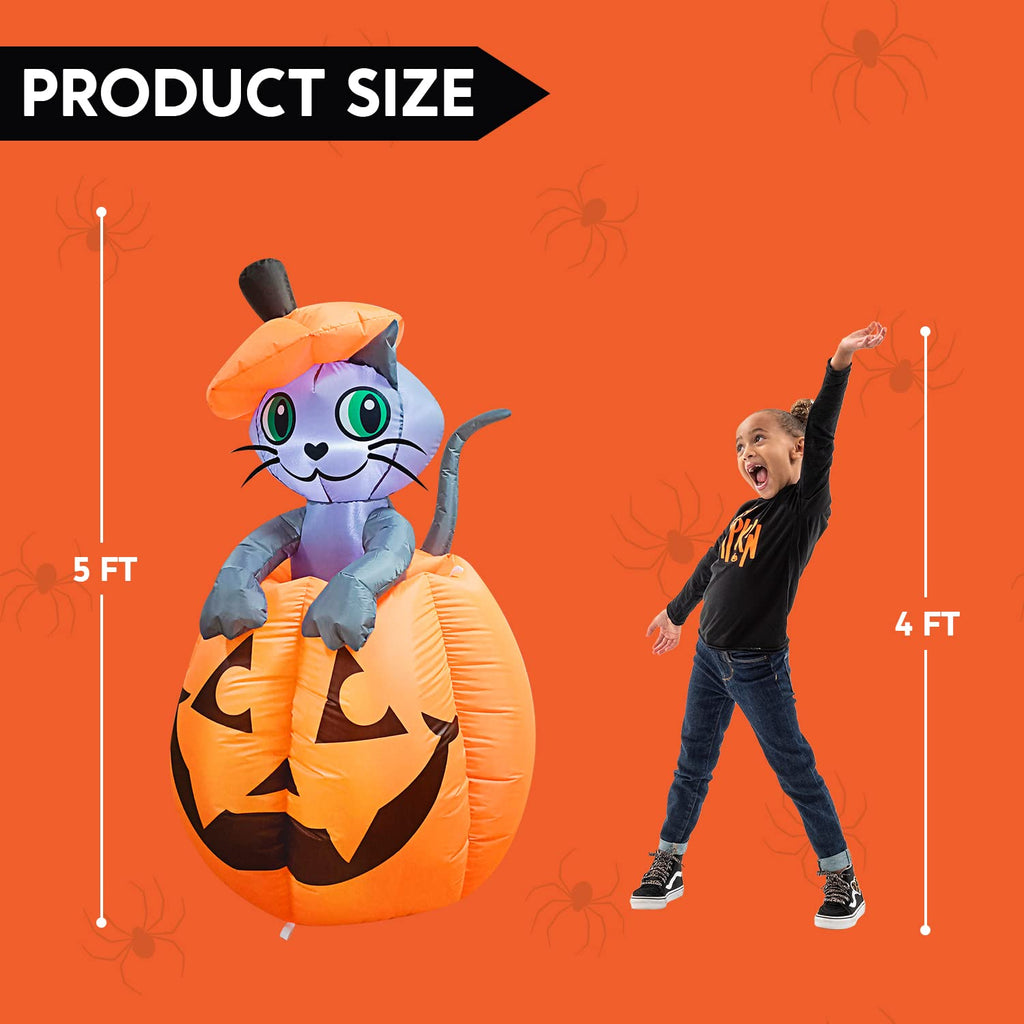 5 FT Animated Pumpkin Inflatable with LEDs G608848