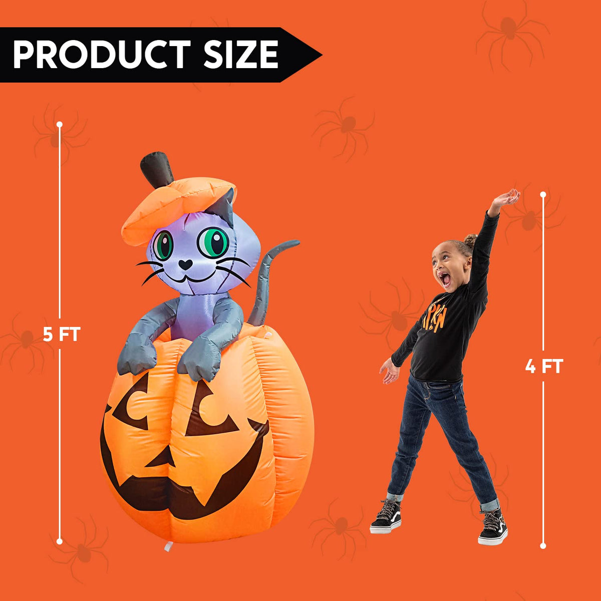 5 FT Animated Pumpkin Inflatable with LEDs G608848