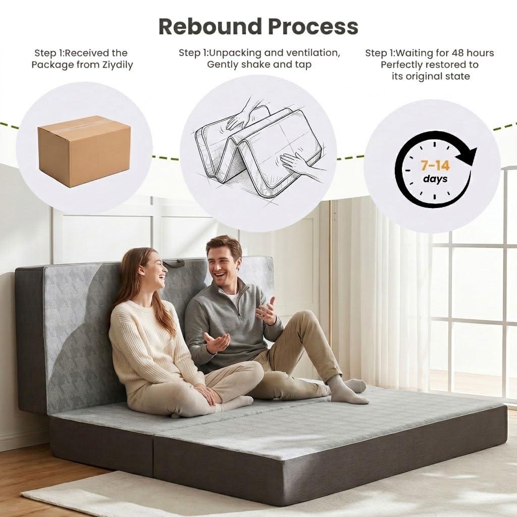 6" Trifold Full Size Memory Foam Mattress P662480