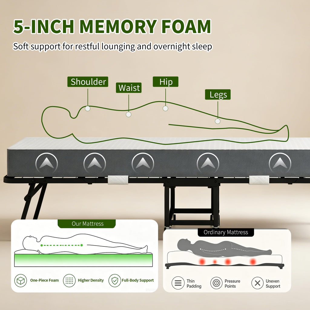 Folding Bed with Mattress Twin 75 x 38 in B430
