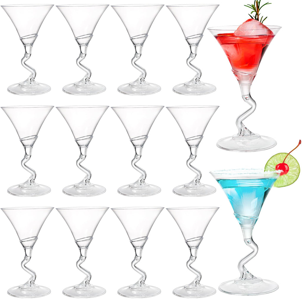 18 Pack 5 Oz Plastic Martini Glasses with Twisted Stem J9414