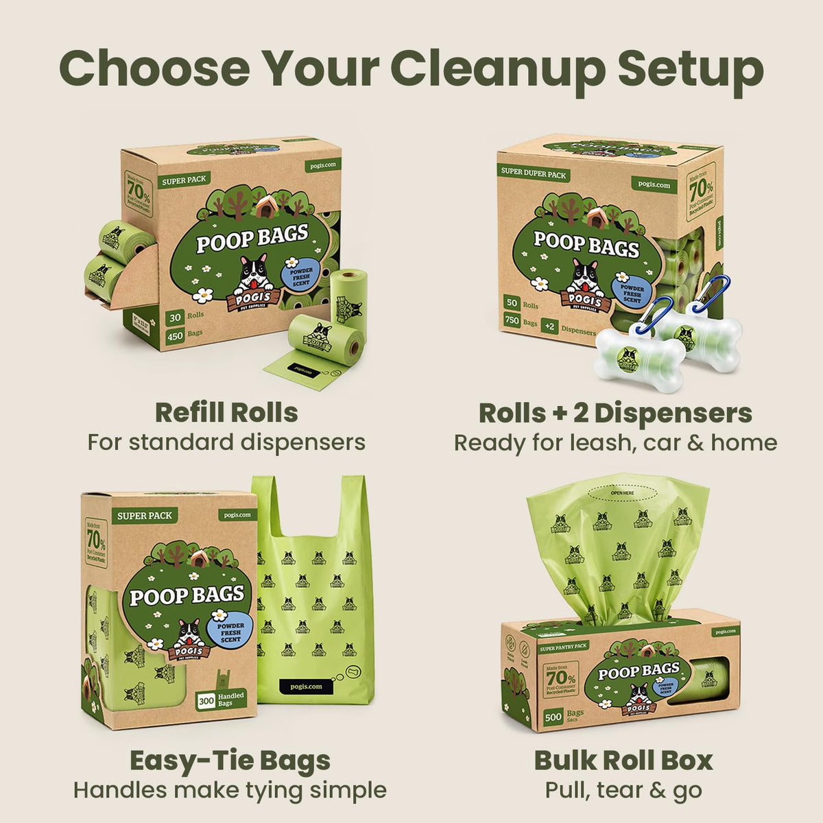 Large Dog Poop Bags with Handles, Fresh Scent, Extra Thick, 300 Bags I6746