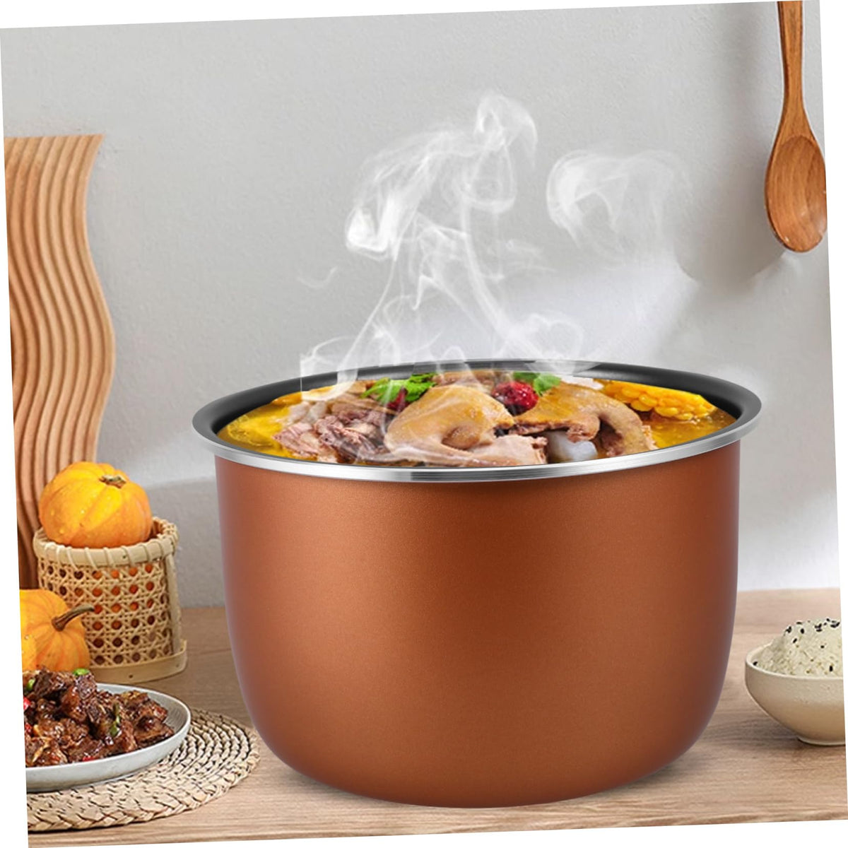 Non Stick Electric Cooker Inner Pot Aluminum Alloy Brown X87805
