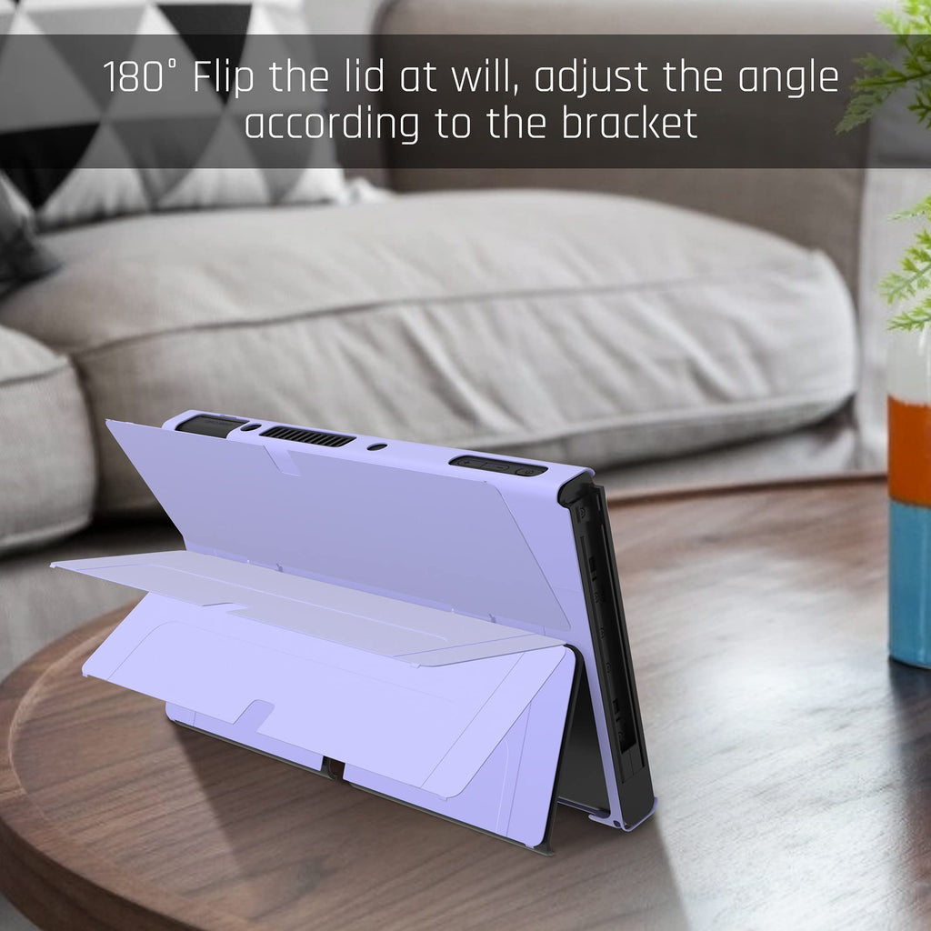 Purple Case for Nintendo Switch OLED Model with Screen Protector and 4 Thumb Grip Caps P509