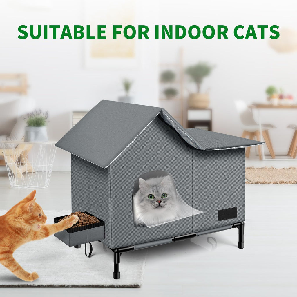 Heated Weatherproof Cat House with Heating Pad F58419