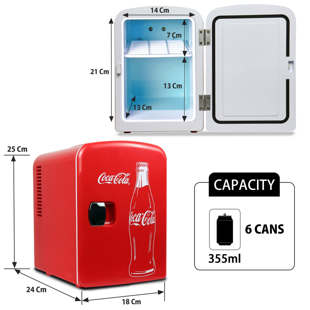 4L 6 Can Mini Fridge Portable Cooler Red M836386