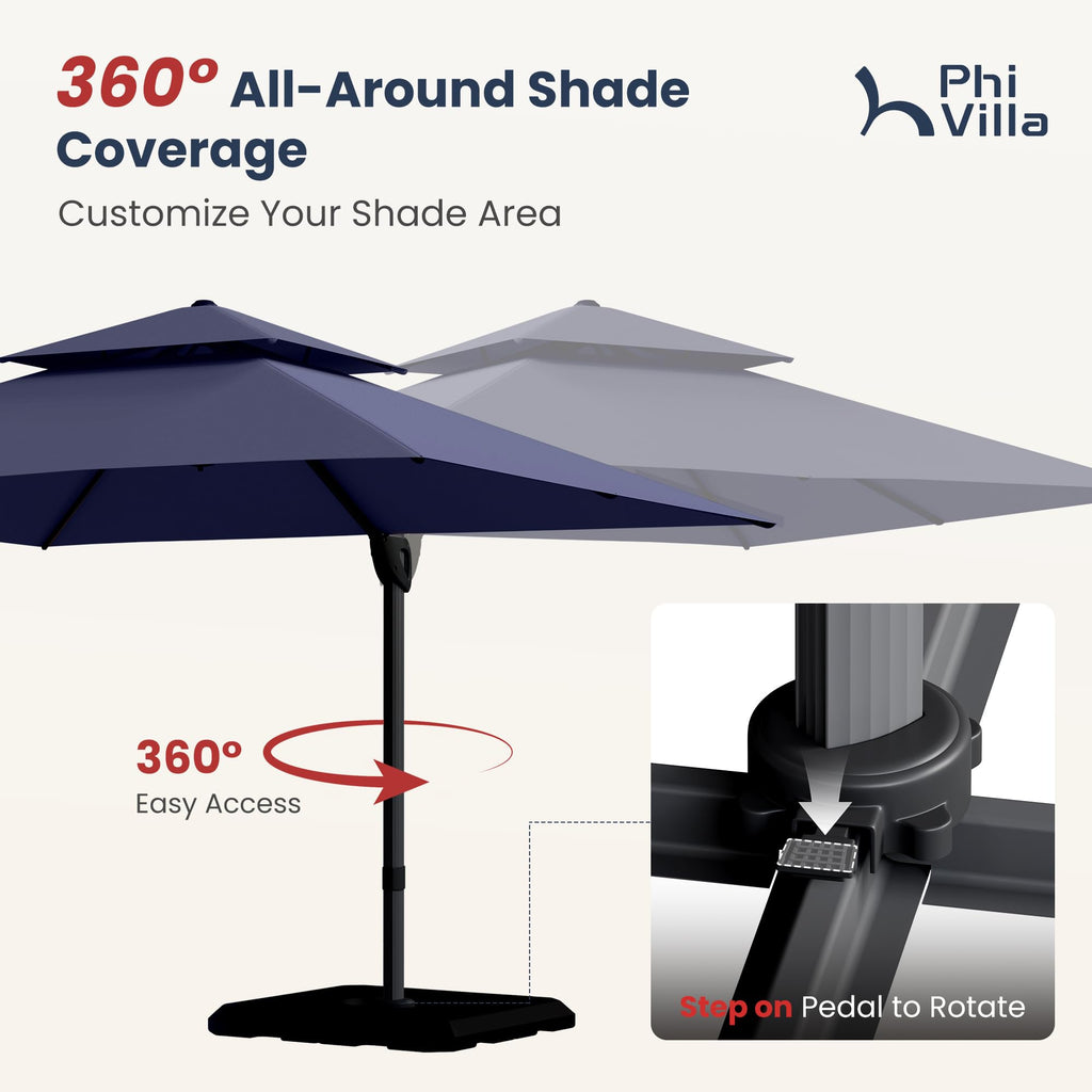 9'x12' Navy Cantilever Patio Umbrella with Base A988060