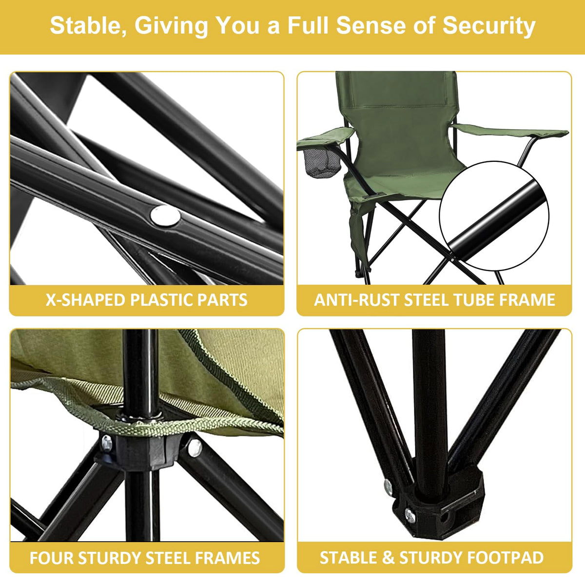 2 Pack Olive Green Portable Folding Camping Chair Z2418