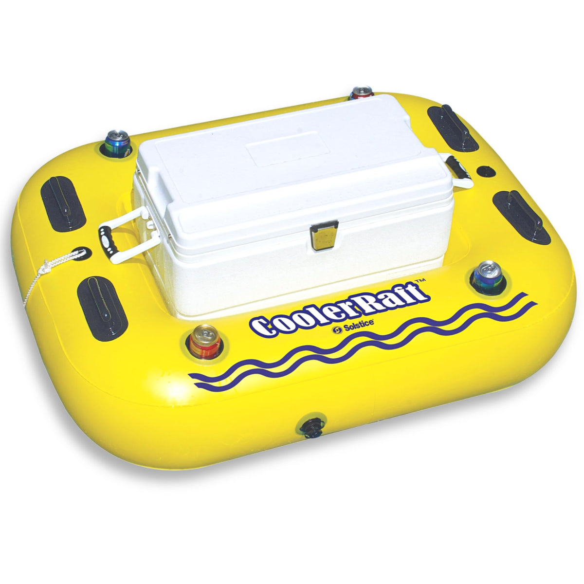 Yellow Inflatable Tube Float with Grab Handles and Cupholders P112