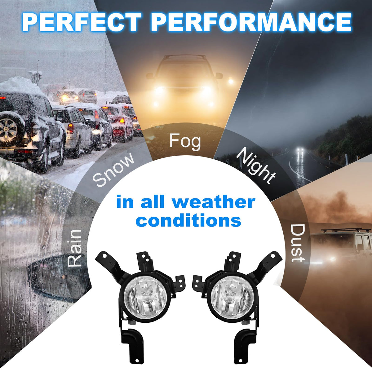 Driving Fog Lights with H11 12V 55W Halogen Bulbs & Switch and Wiring Kit M468