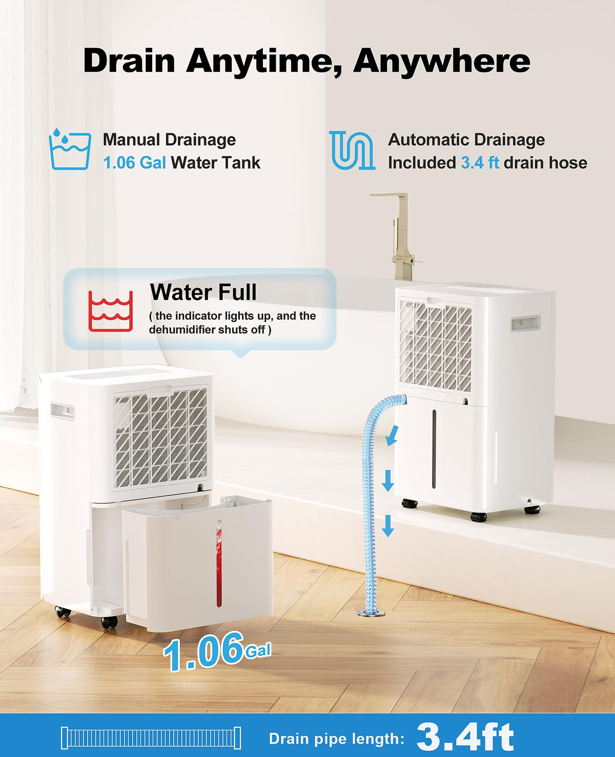 50 Pint Dehumidifier with Continuous Drain A242