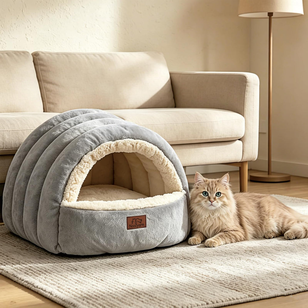 Covered Cat Bed Cave Grey P956
