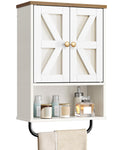 White and Walnut Bathroom Wall Cabinet with Towel Bar Z664990