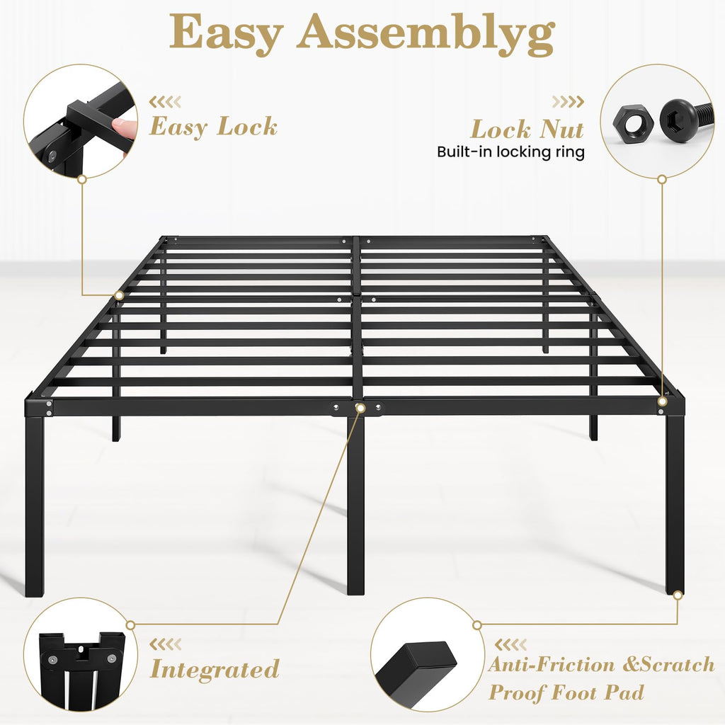 Queen 18 Inch Heavy Duty Metal Platform Bed Frame with Under Bed Storage I777
