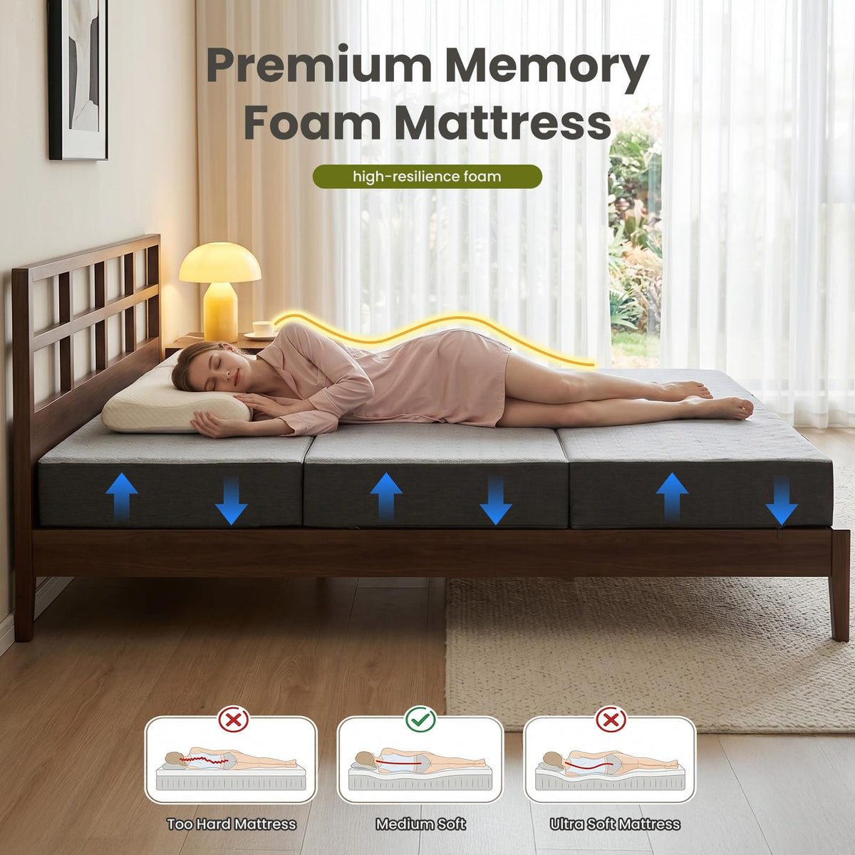 6" Trifold Full Size Memory Foam Mattress P662480