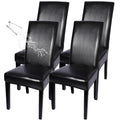 Waterproof PU Leather Dining Chair Covers Set of 4 Black J73564