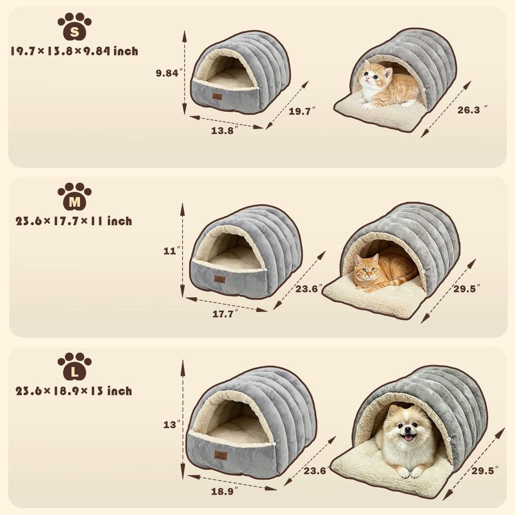 Covered Cat Bed Cave Grey P956